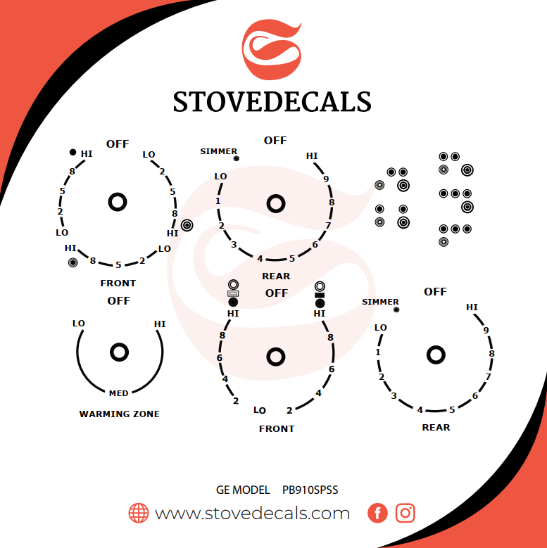 PB910SPSS GE Stove Decals