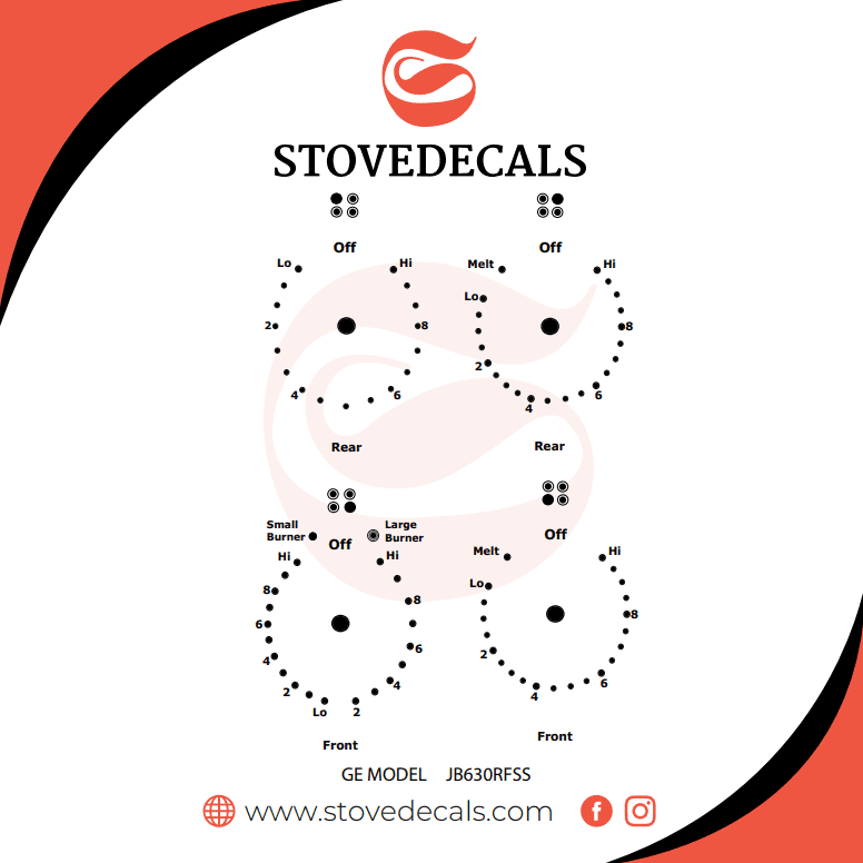 JB630R0F5SS - GE Range - Stove Decals