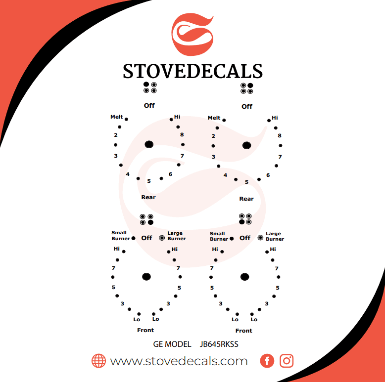 JB645R0K6SS - GE Range - Stove Decals