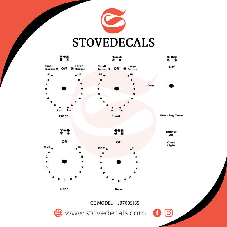 JB700S0J5SS - GE Range - Stove Decals
