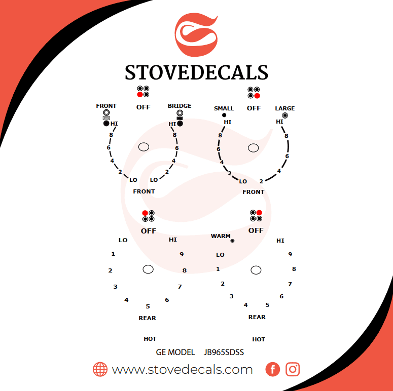 JB965SD1SS - GE Range - Stove Decals