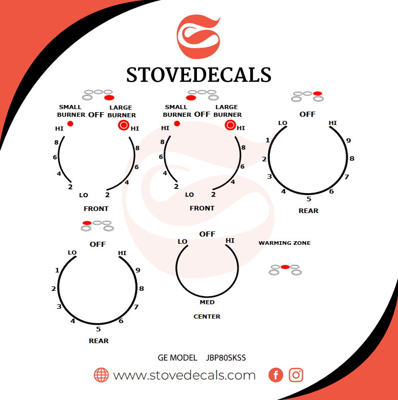 JBP80S0K4SS - GE Range - Stove Decals