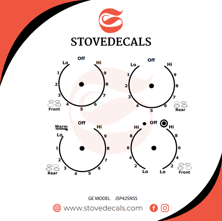 JSP42S0N4SS - GE Range - Stove Decals