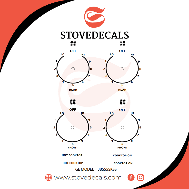 JBS55S0K4SS - GE Range - Stove Decals