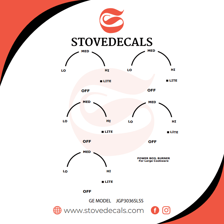 JGP3036SL2SS - GE Cooktop - Stove Decals