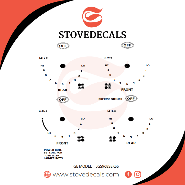 JGS968SEK4SS - GE Range - Stove Decals