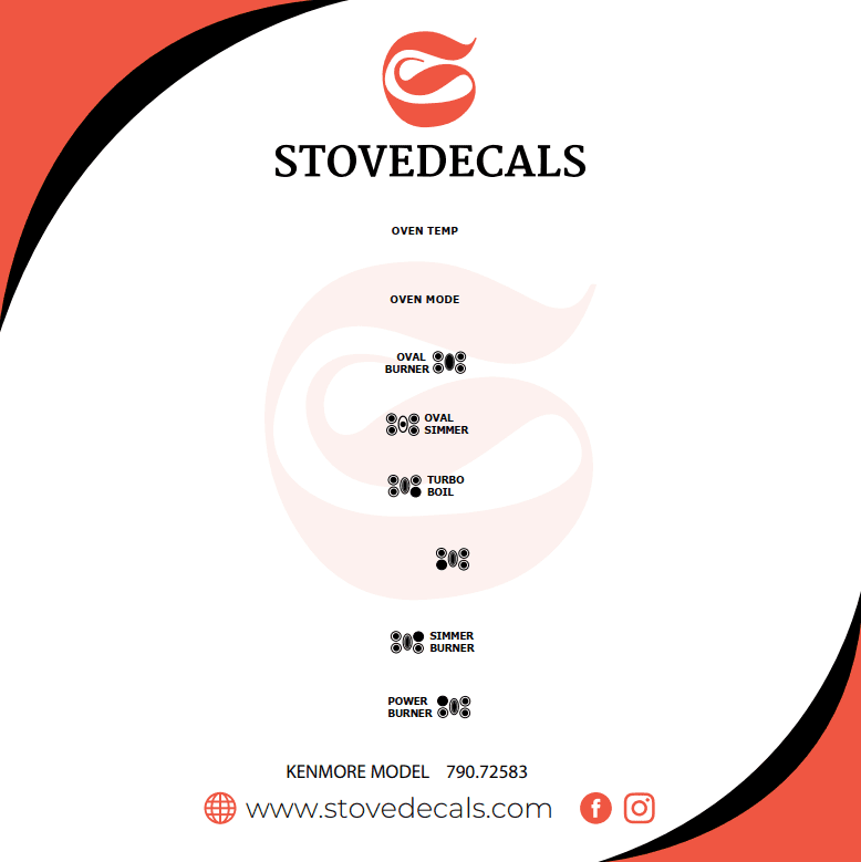 79072583515 - Kenmore Range - Stove Decals