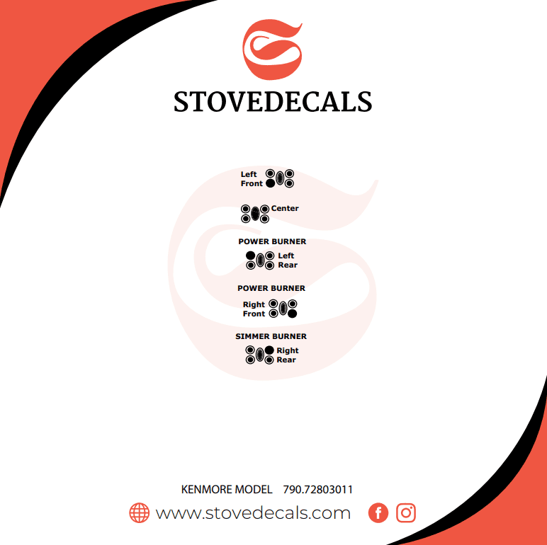 79072803012 - Kenmore Range - Stove Decals