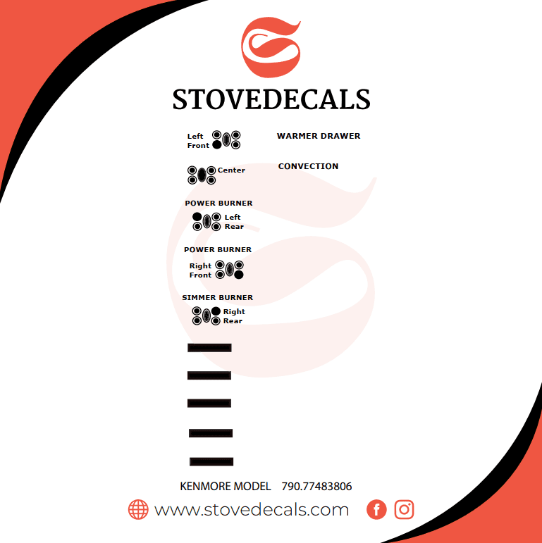 79077483806 - Kenmore Range - Stove Decals