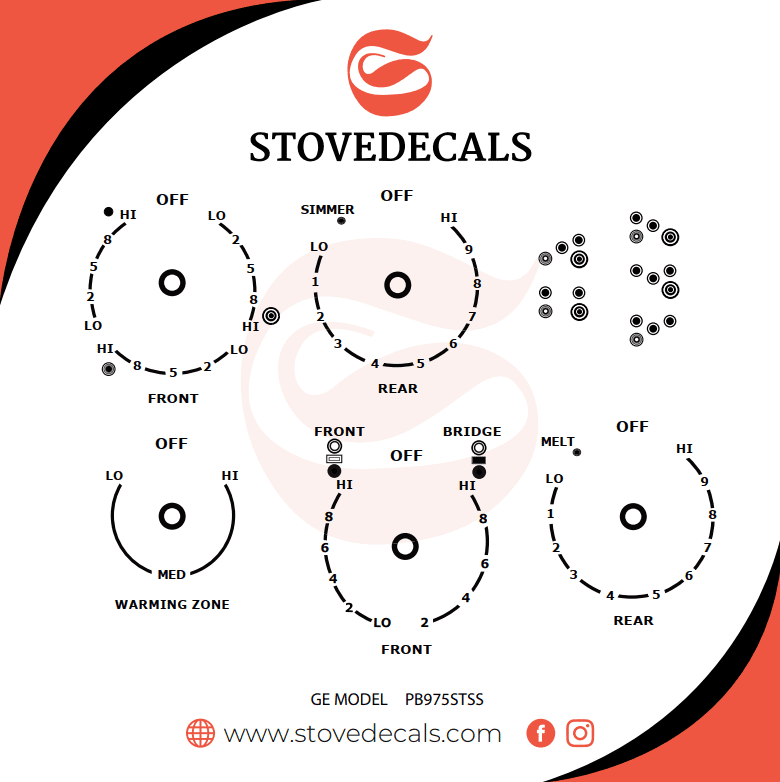 PB975S0T1SS - GE Range - Stove Decals