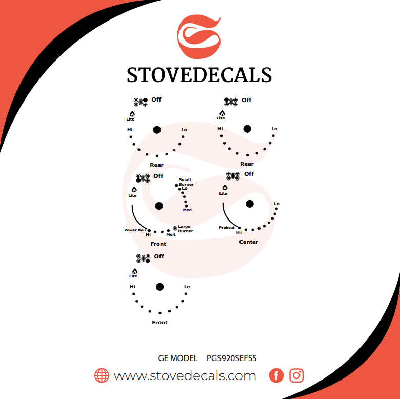 PGS920SEF5SS - GE Range - Stove Decals