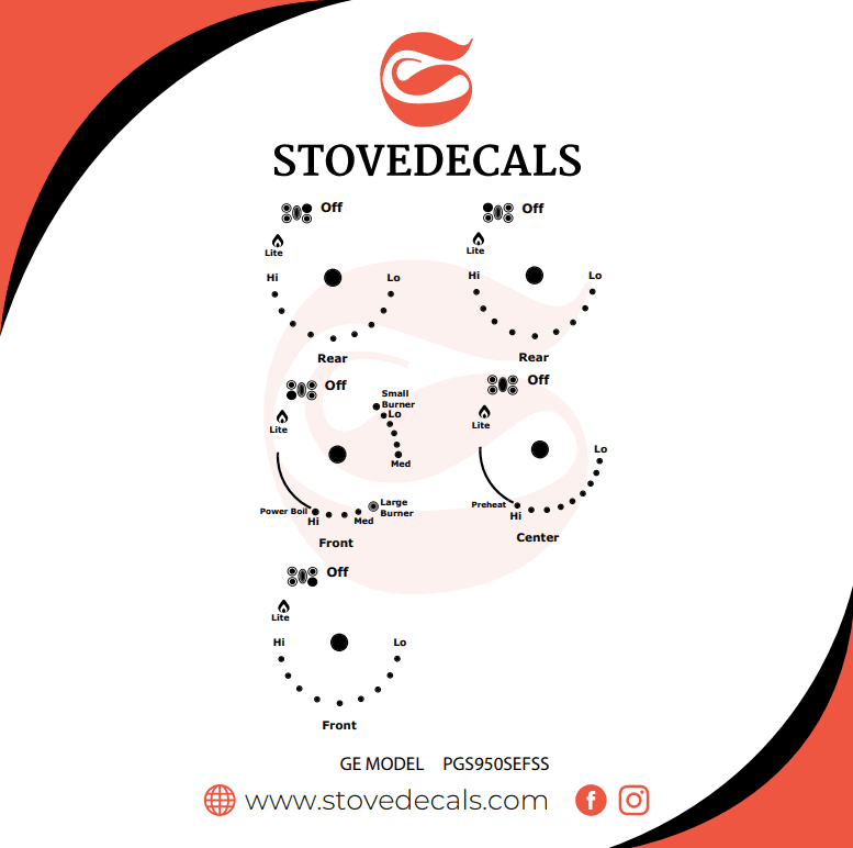PGS950SEF5SS - GE Range - Stove Decals